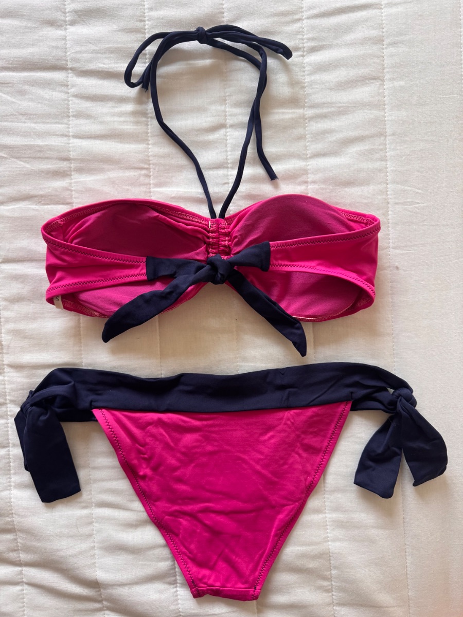 Doria pink two-piece bikini set with floral detail photo 2