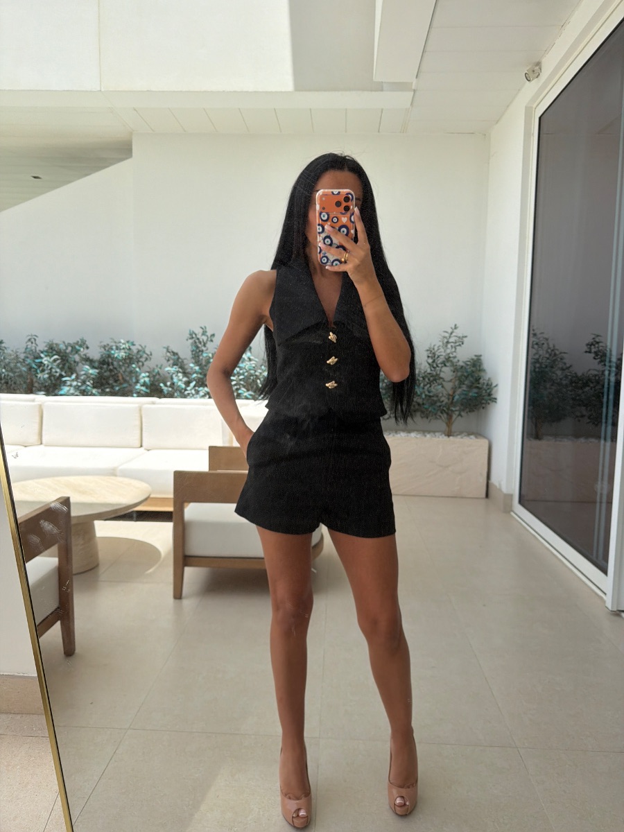 Lime studio black gold coord blazer shorts