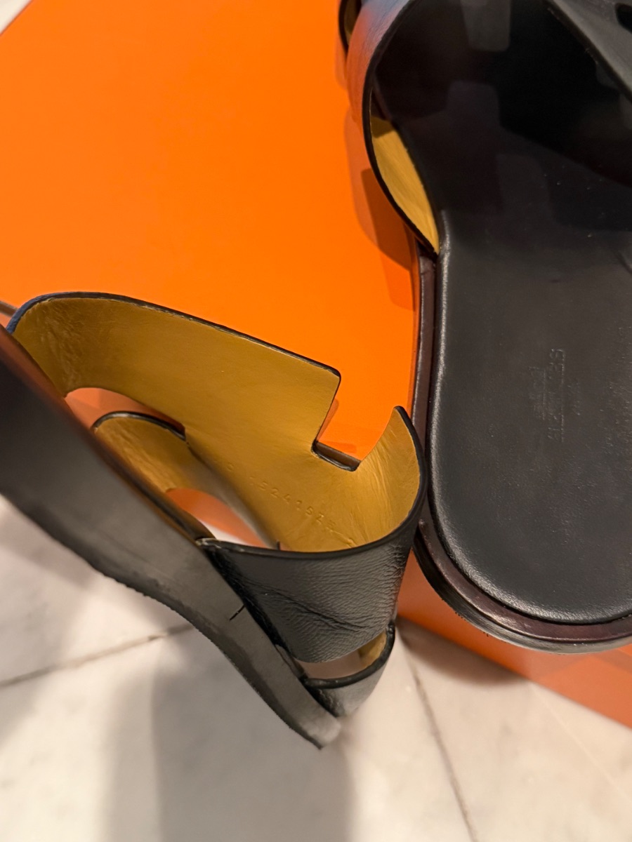 Hermes Oran sandals in black epson photo 3