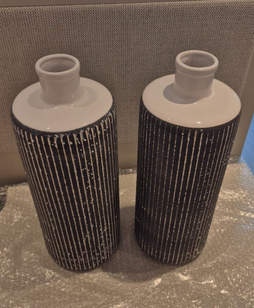 Crate & Barrel Modern Ceramic Cylinder Vases. photo 2