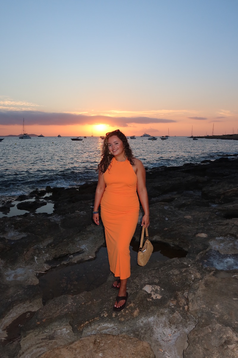 Zara Orange halter neck midi dress