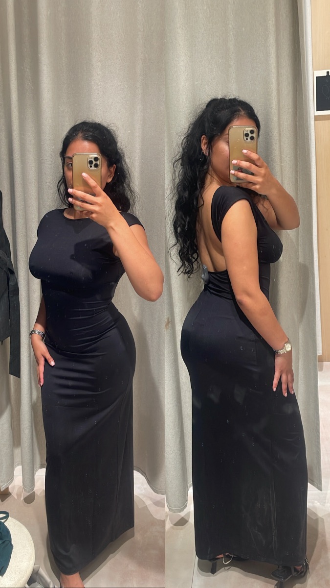 Stradivarius Backless Black Dress