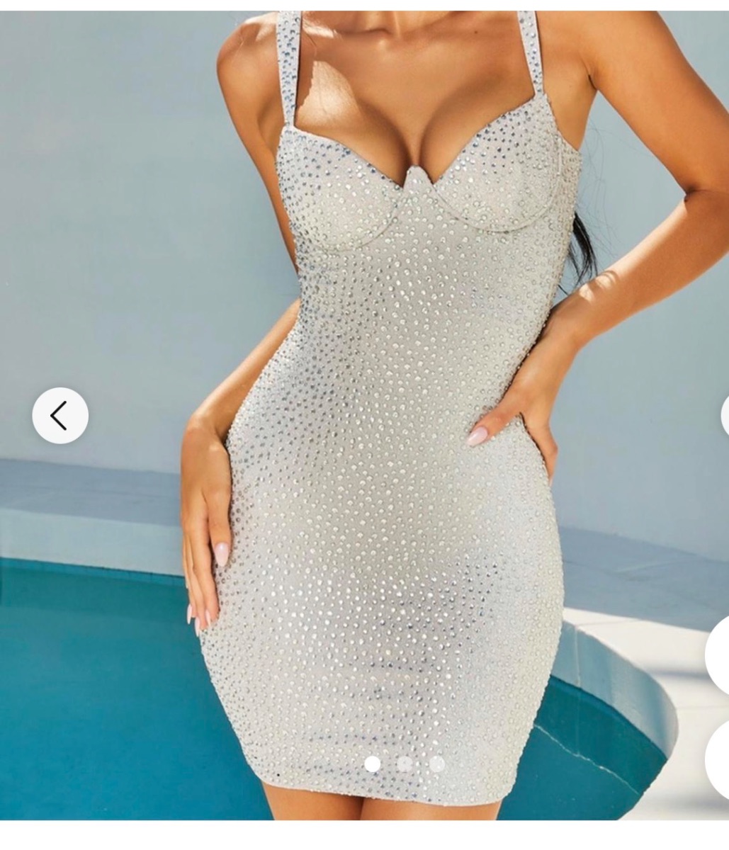 Oh Polly Silver Crystal Embellished Corset Mini Dress photo 3
