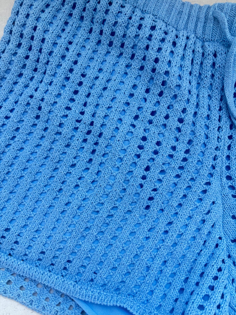 Bershka Blue crochet knit shorts photo 2
