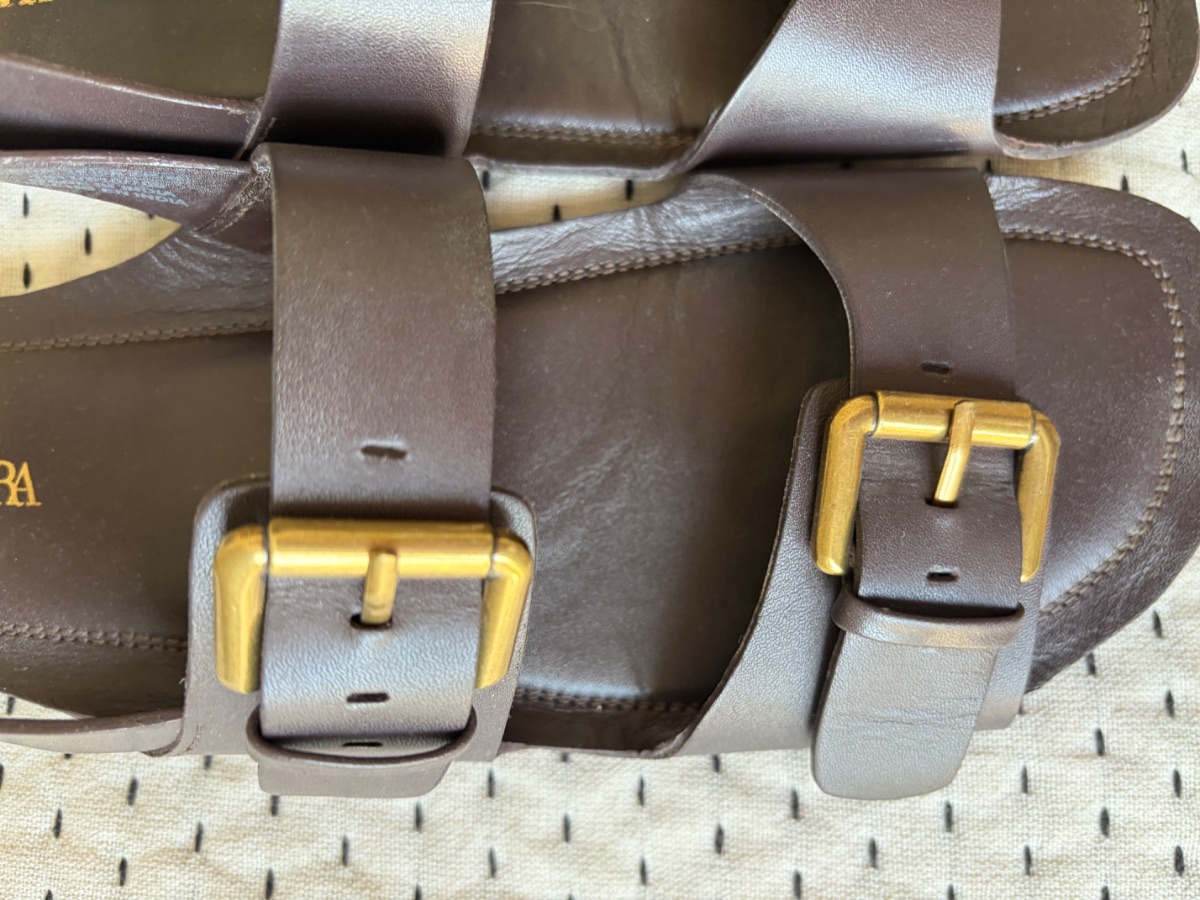 Brown Leather Zara Flats - Sz 38 photo 3
