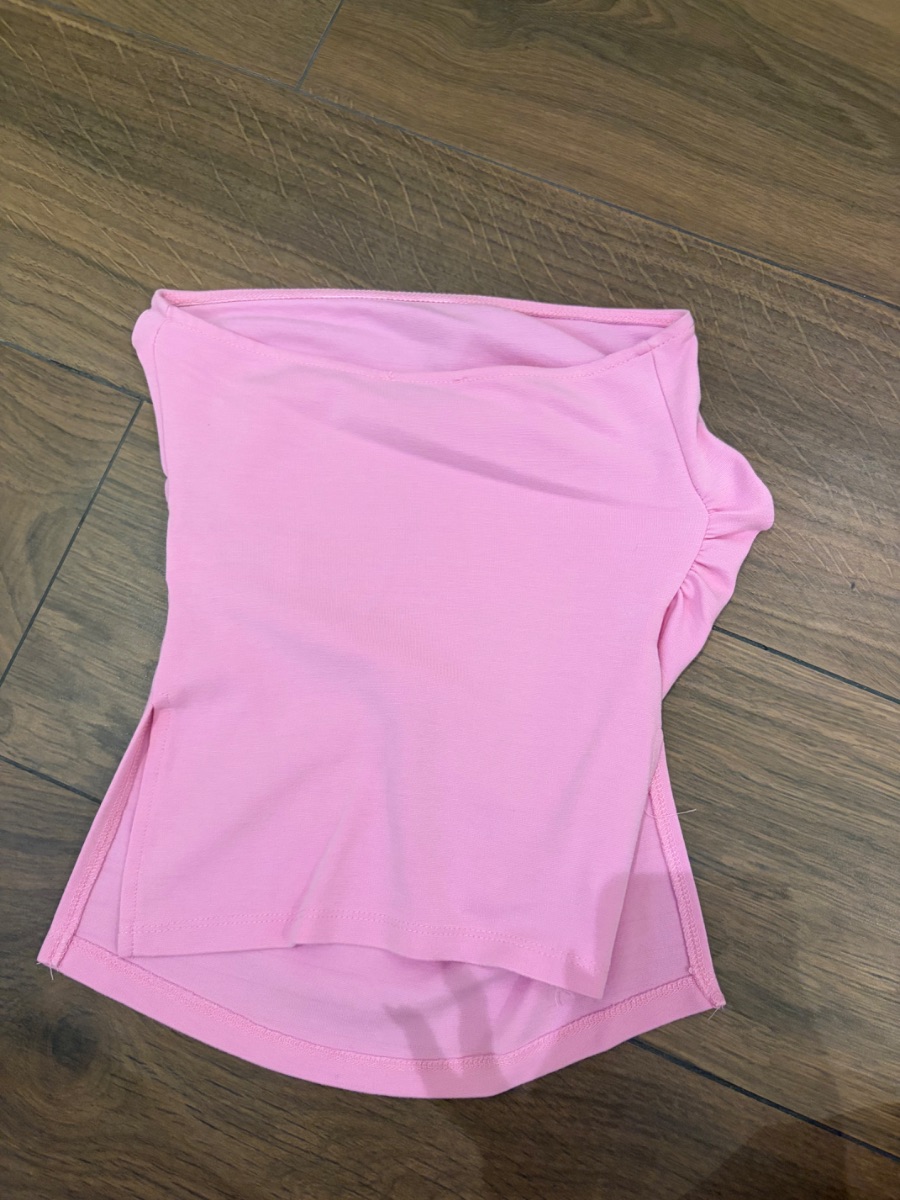 Bershka pink sleeveless top with ruching photo 2