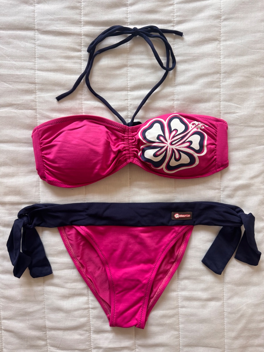 Doria pink two-piece bikini set with floral detail