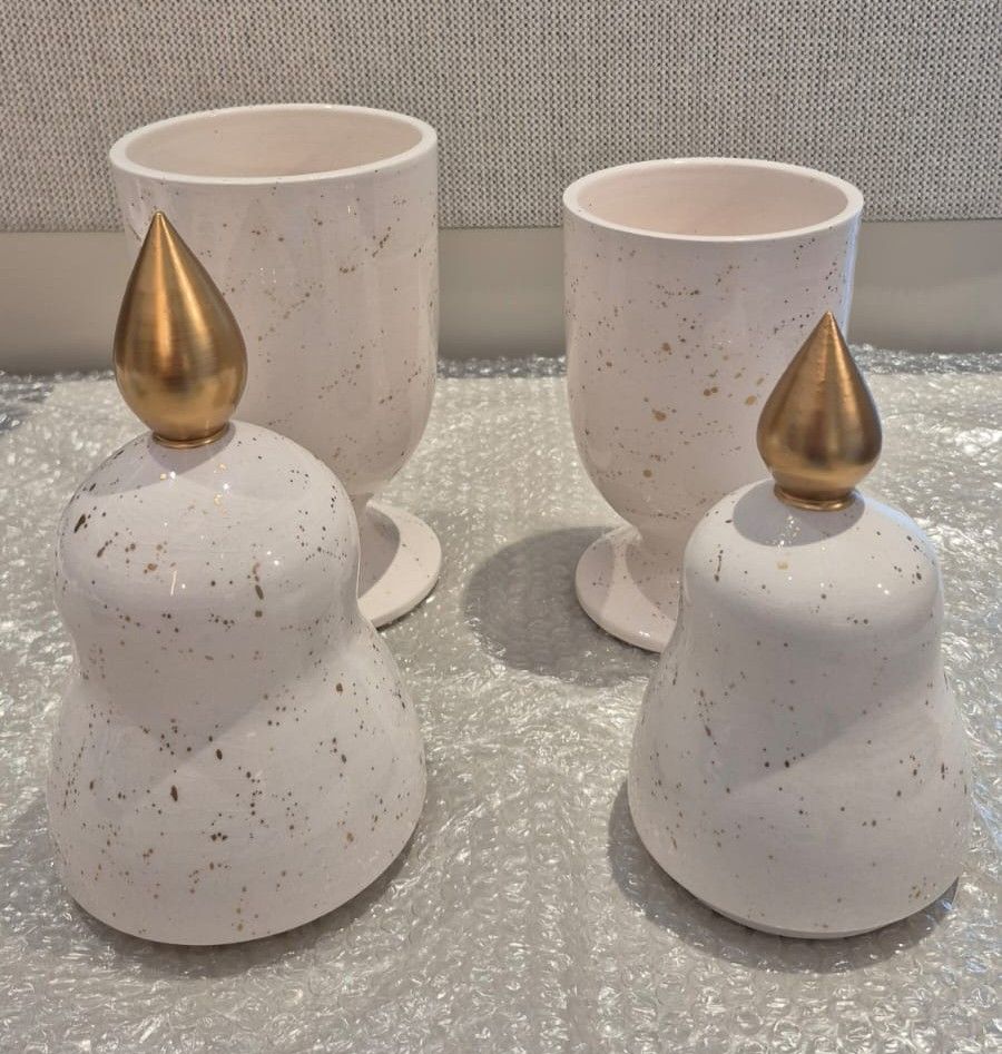 Contemporary Speckled Ceramic Ginger Jars with Lids photo 2