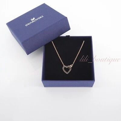 Swarovski Necklace Black Heart Rose Gold plating and Feather Braclet