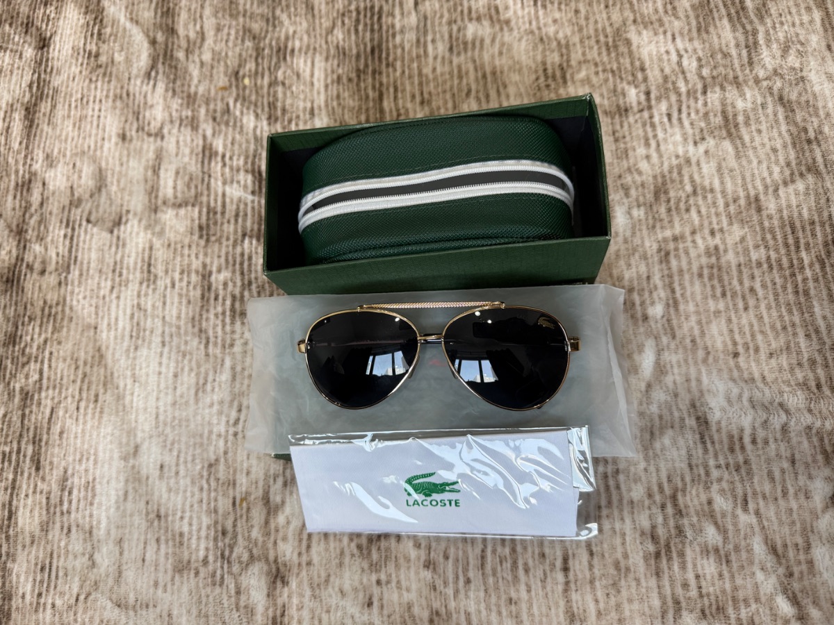 Lacoste L152S Premium Sunglasses – Stylish Gold Frame with Original Case & Box