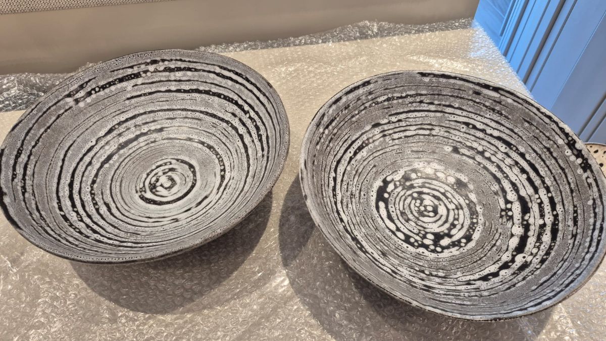 Crate & Barrel x Shinola Detroit Ceramic Bowls. Heavy glazed ceramic. Set of 2