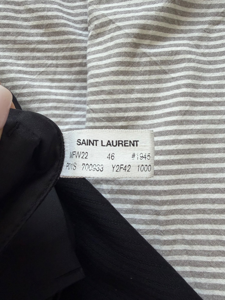 Saint Laurent Black Pinstripe Wide-Leg Trousers – Excellent Condition photo 3