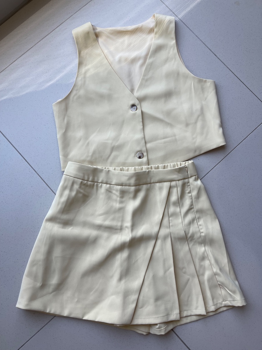 Shein Butter Yellow Waistcoat & Skort