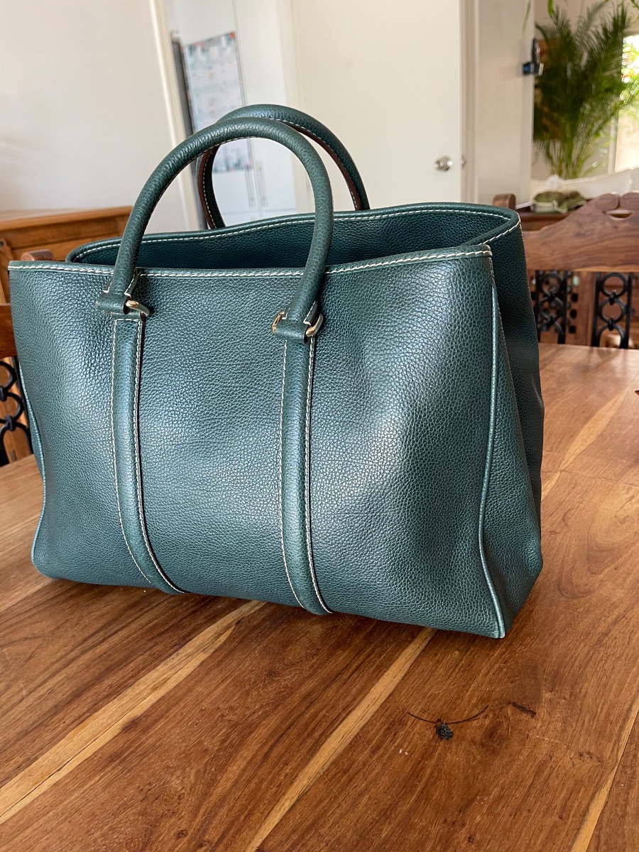 Carolina Herrera Beautiful Green grained leather Matteo Tote photo 2