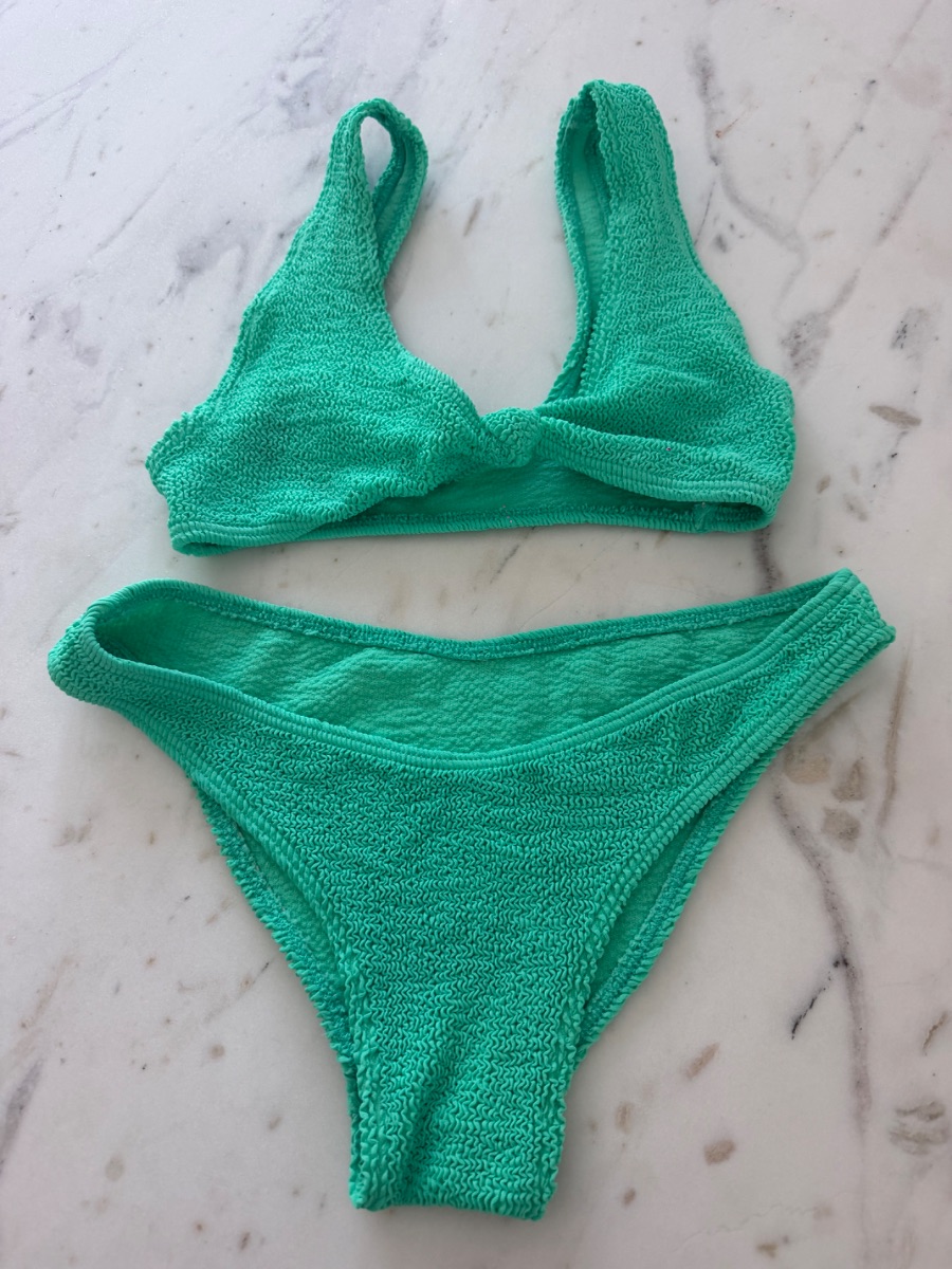 Mint green crinkle bikini