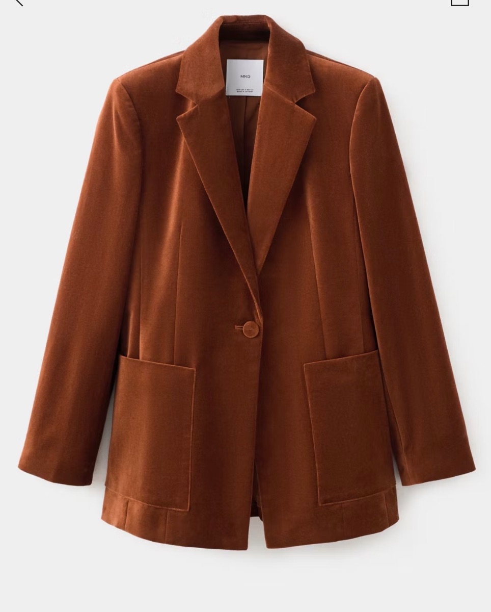 Mango Velvet Blazer Burnt Orange - Size S - NWT! photo 2