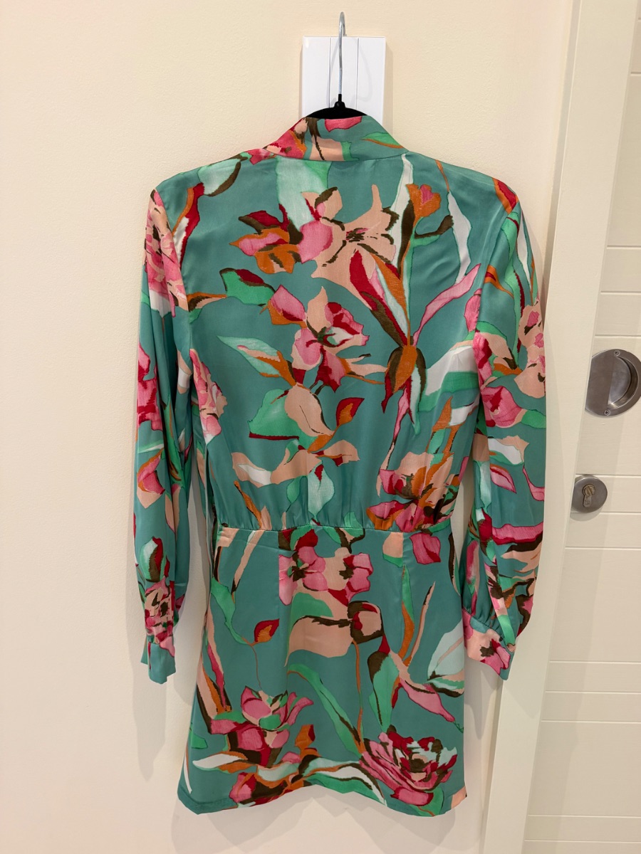 Zara floral print mini dress with scarf XS photo 2