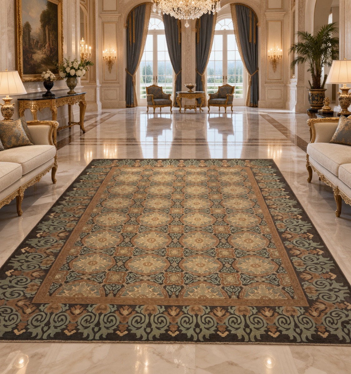 Hand knotted wool rug carpet