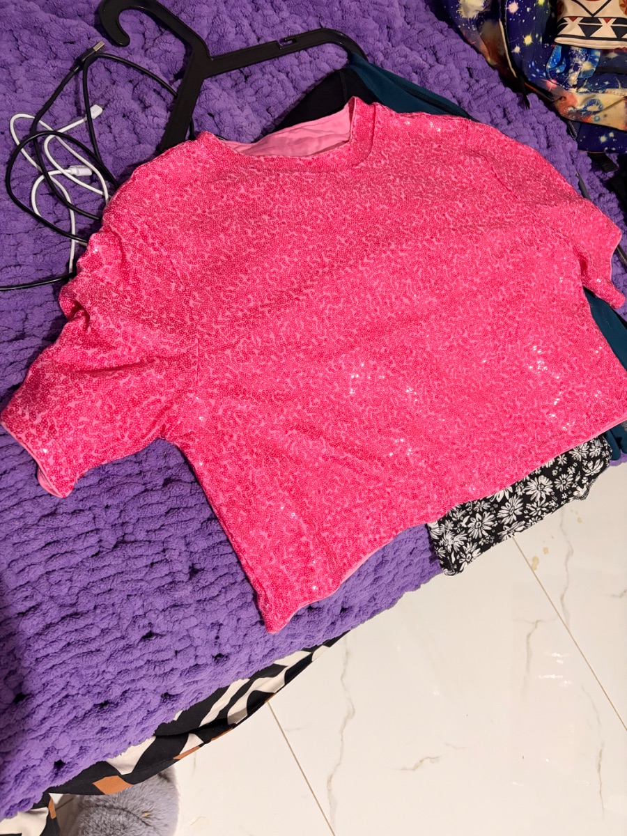 Pink sparkle top photo 2