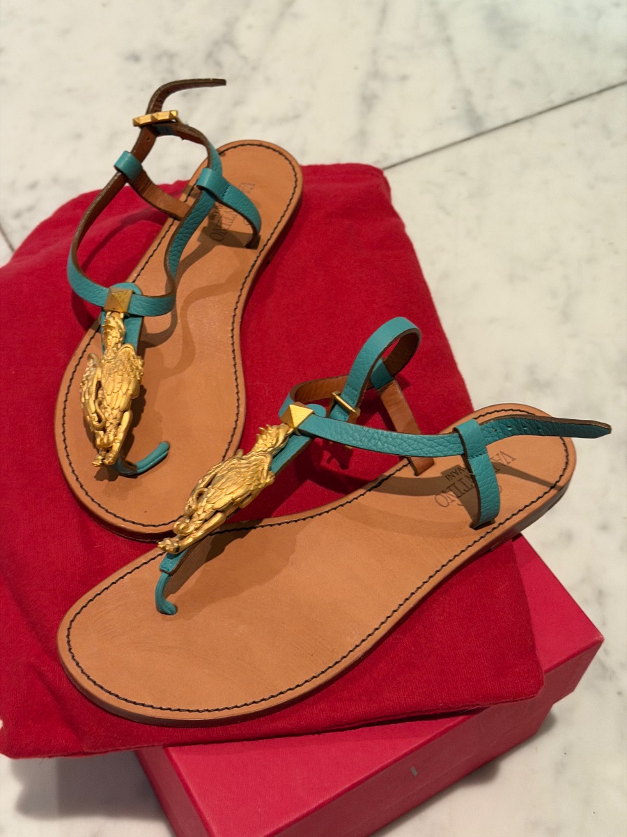 Valentino leather t-strap sandals