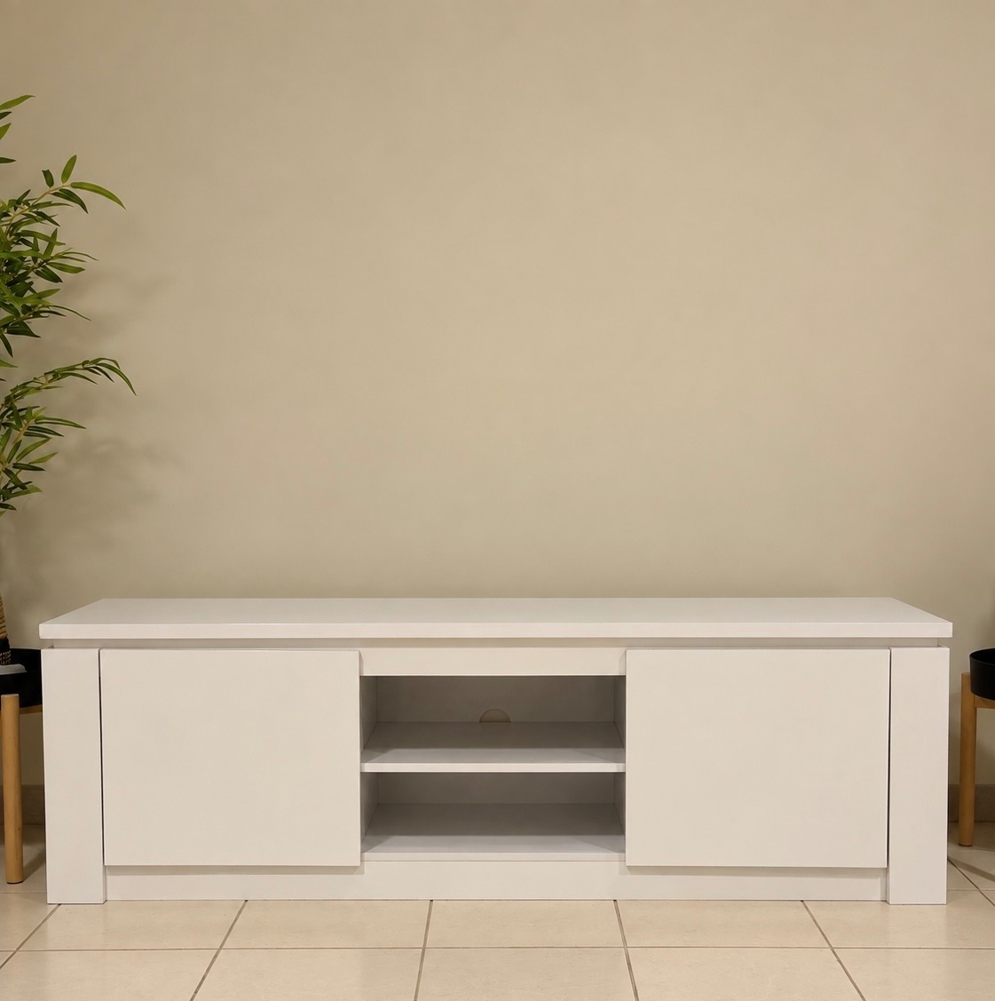 Pan Home Modern White Minimalist TV Stand and Media Unit