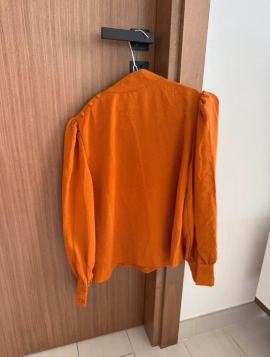 W Collection Orange Shirt with Bow Neck photo 2