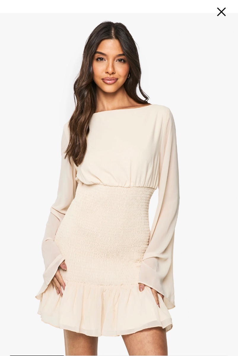Cream Boohoo Dress