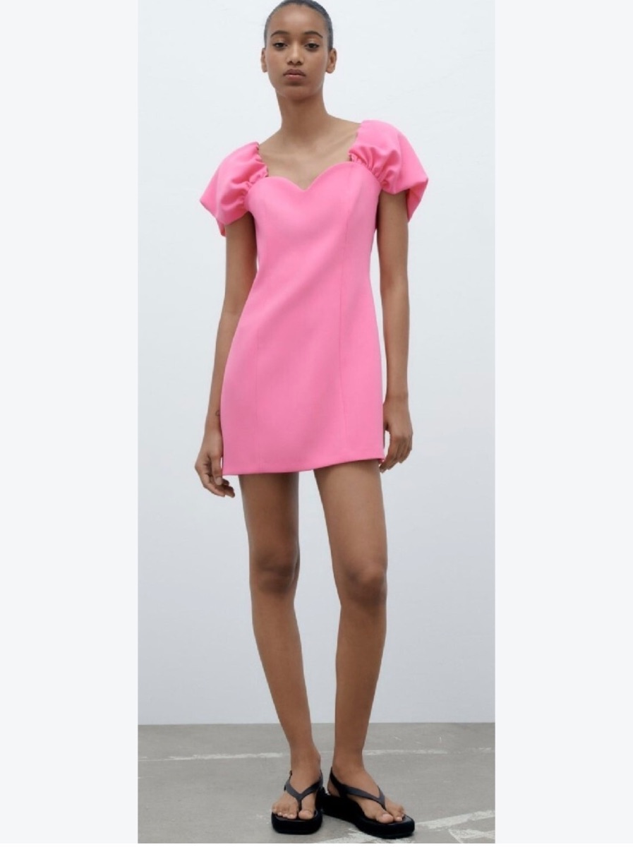 Zara pink sweetheart neckline