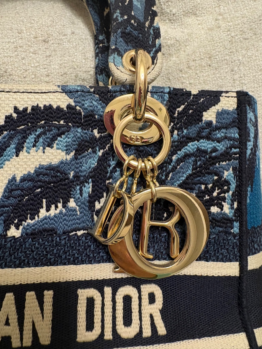 Christian Dior Lady D-Lite Blue Embroidered Handbag photo 3