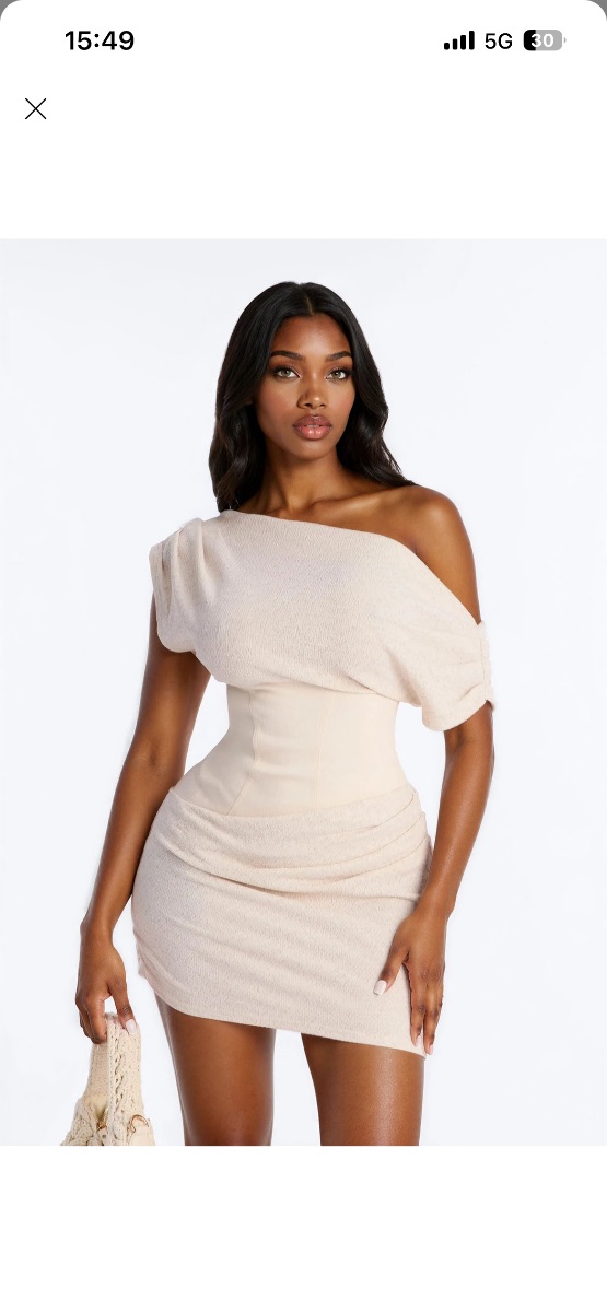 Fashion Nova Cream corset waist dress