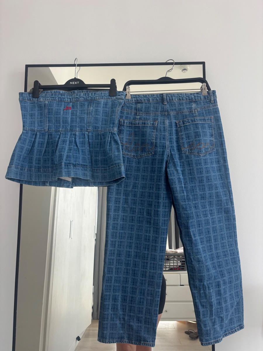 Damson Madder Tovie Laser Check Denim Co-Ord Set – Top & Jeans (UK 14) photo 2