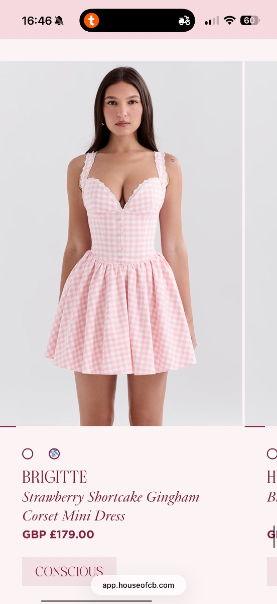 House of cb pink white gingham dress XS