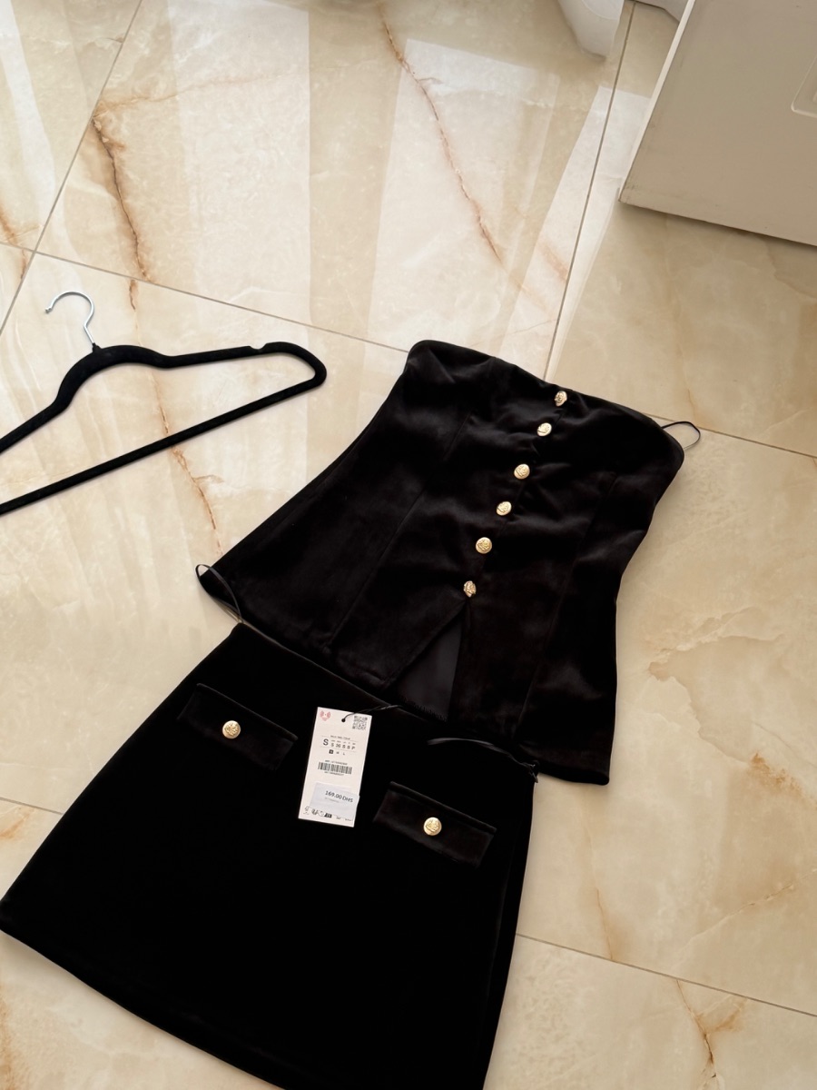 Zara Black Corset & Mini Skirt Set
