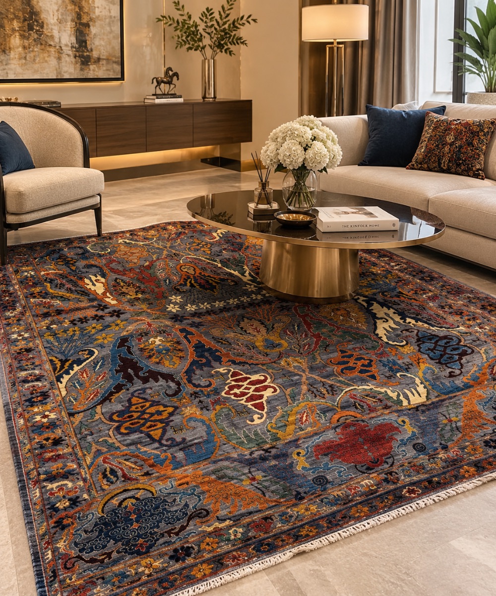 Hand knotted wool rug photo 3