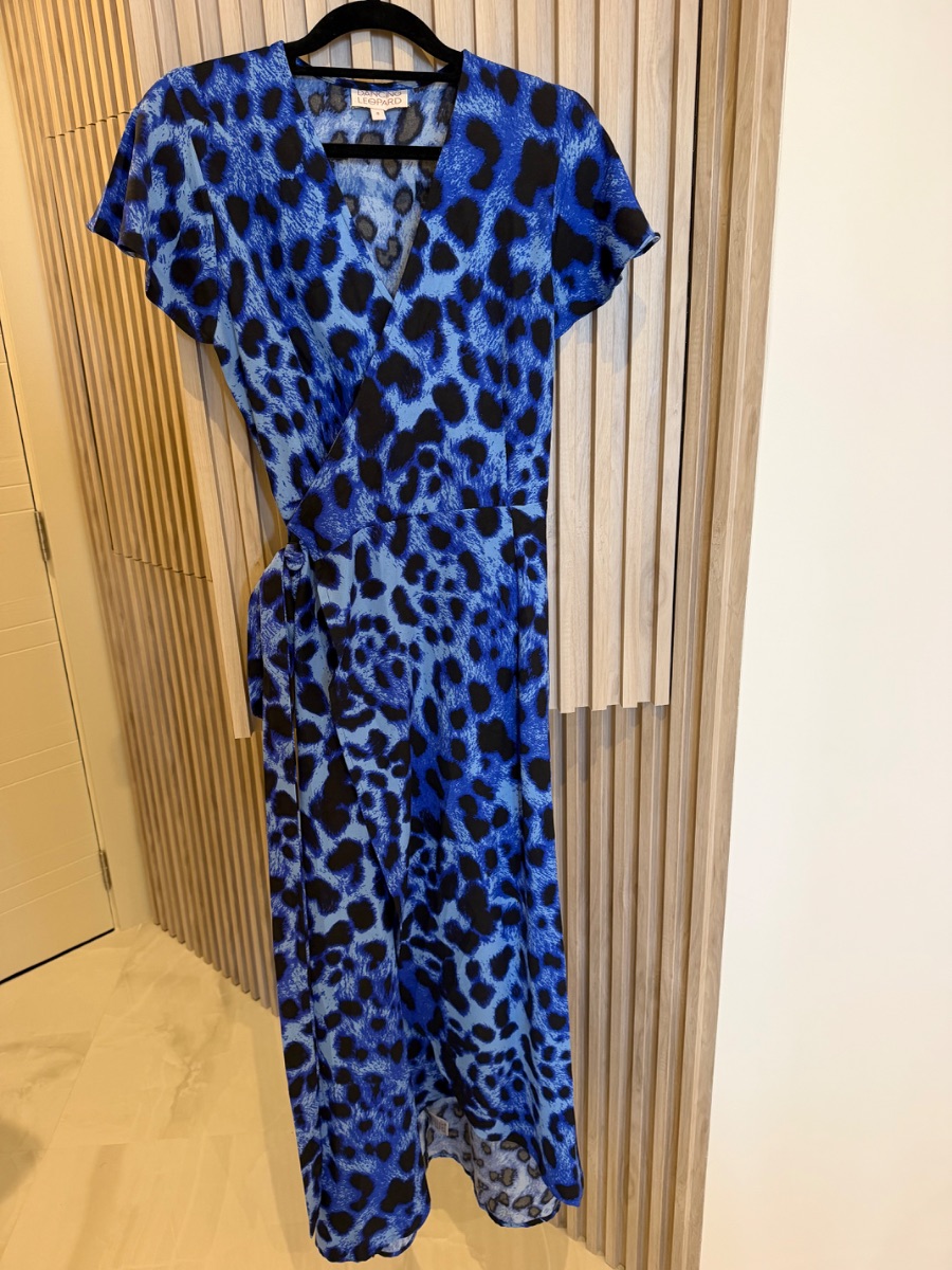 Dancing Leopard, Blue wrap dress