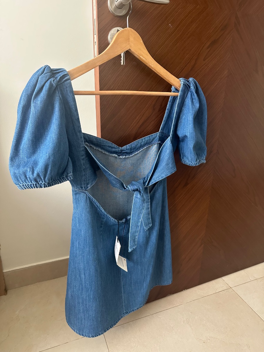 Zara Denim Dress With Balloon Sleeves photo 2