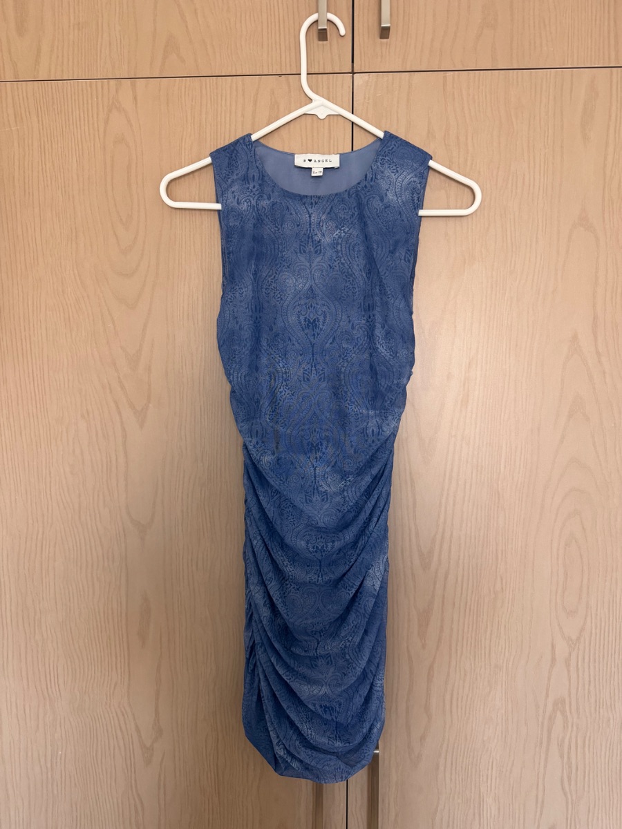 BAngel by OVS blue sleeveless ruched midi dress