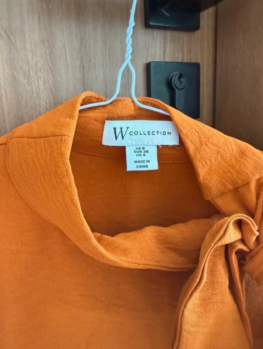 W Collection Orange Shirt with Bow Neck photo 3
