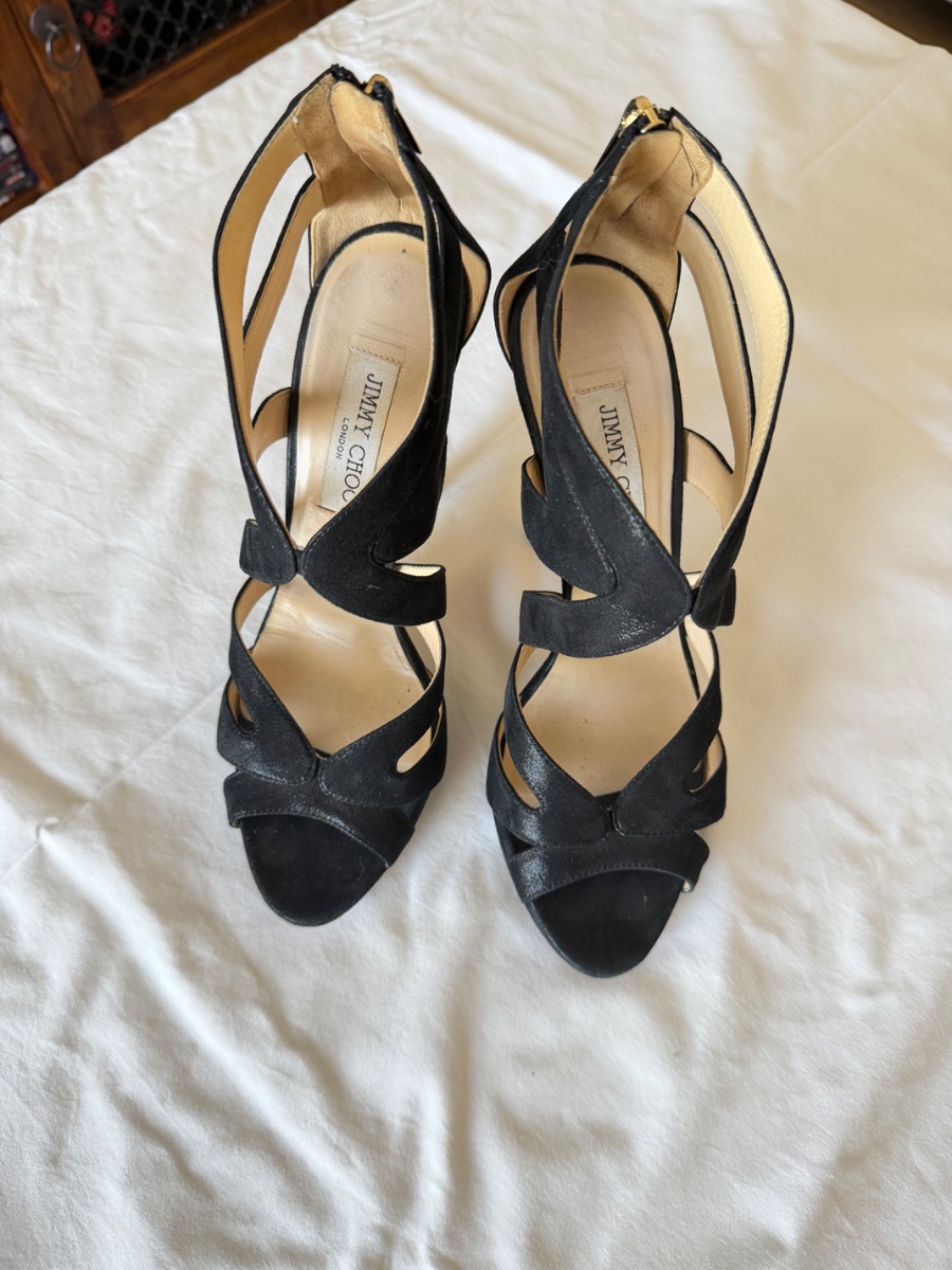 Authentic Jimmy Choo Black Cut-Out Sandals – Size 39.5 photo 2