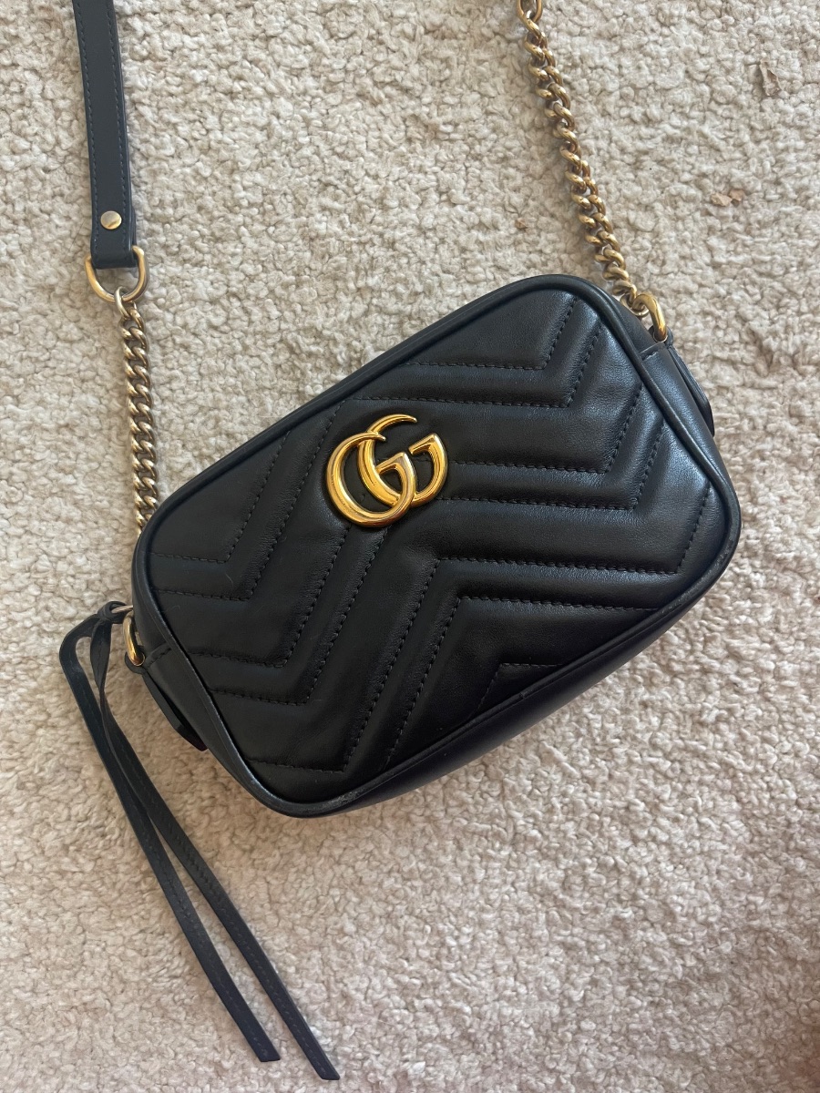 Gucci Mini GG Marmont Shoulder Bag in Black