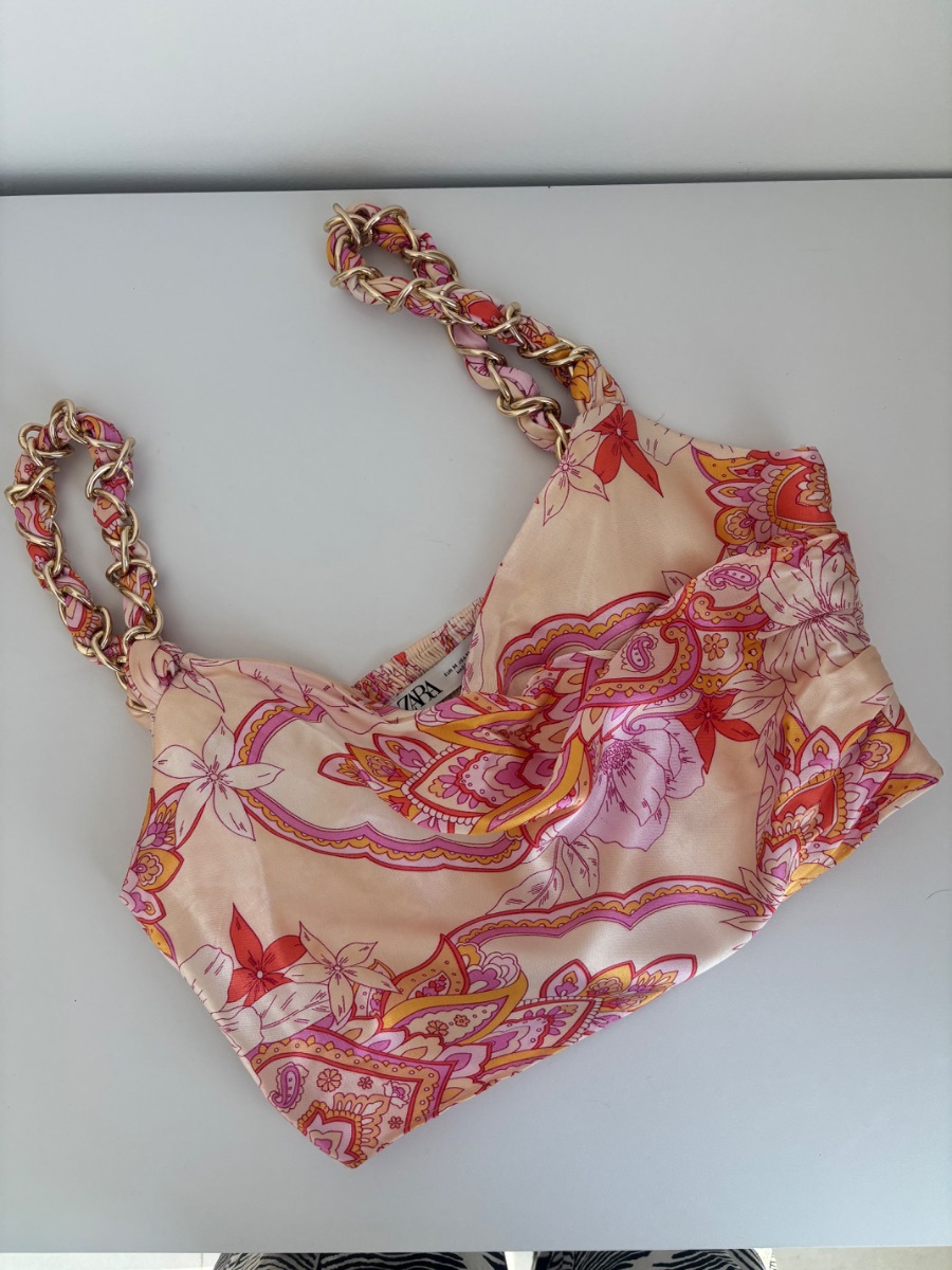 Zara printed chain strap crop