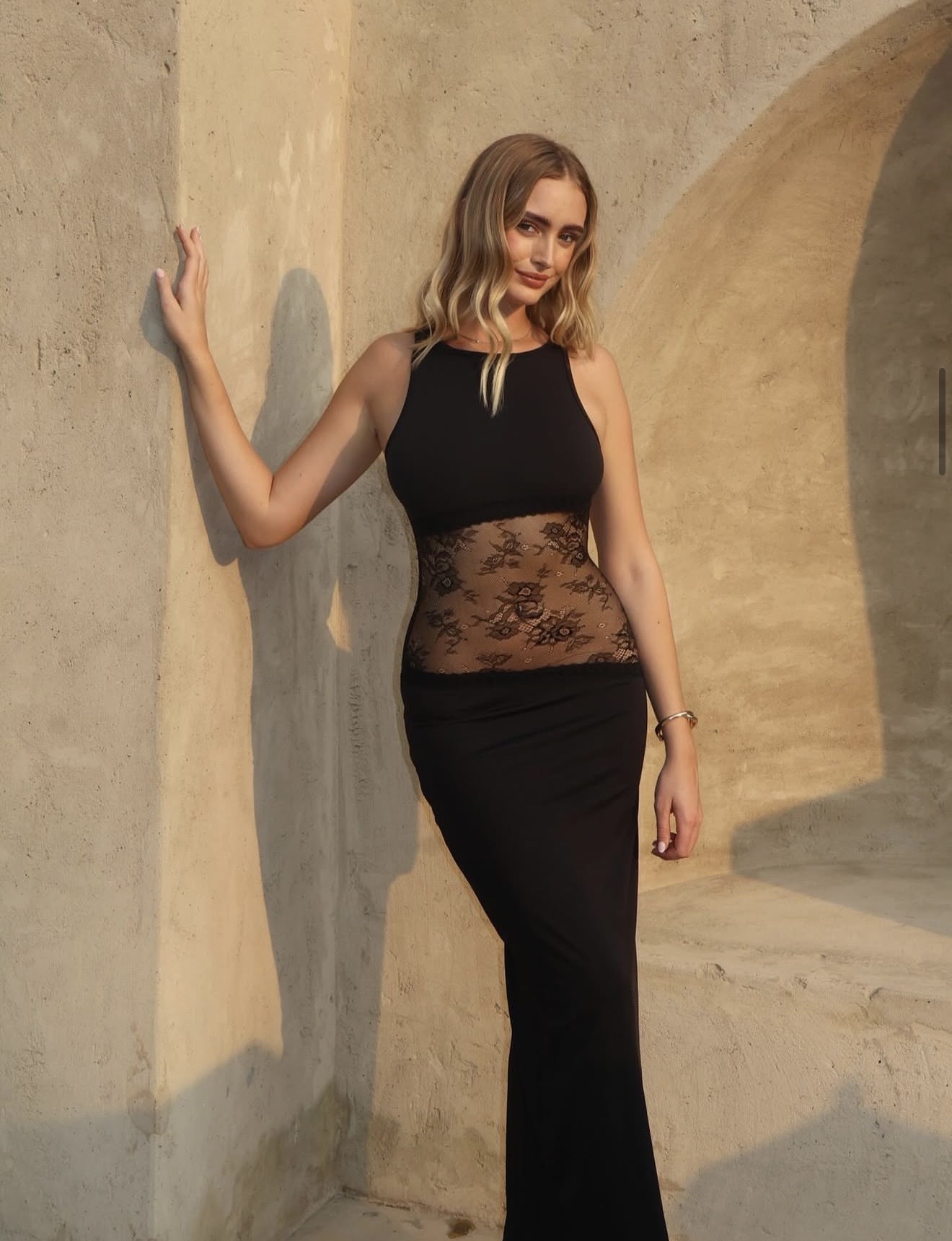 Love Lake Black Lace Cut Out Dress