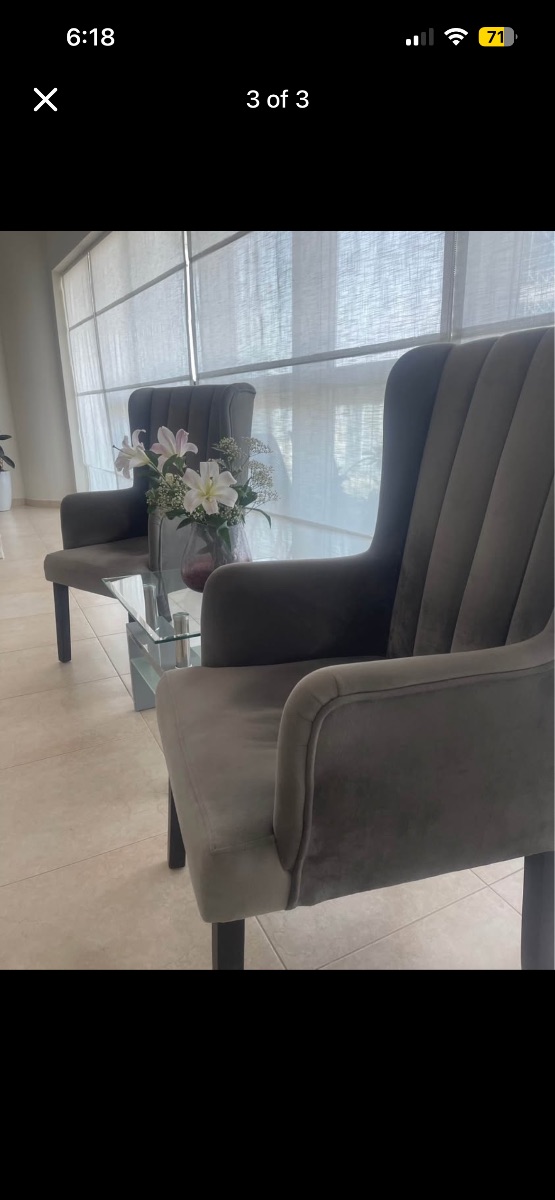 Custom Made Armchairs + small glass table photo 2