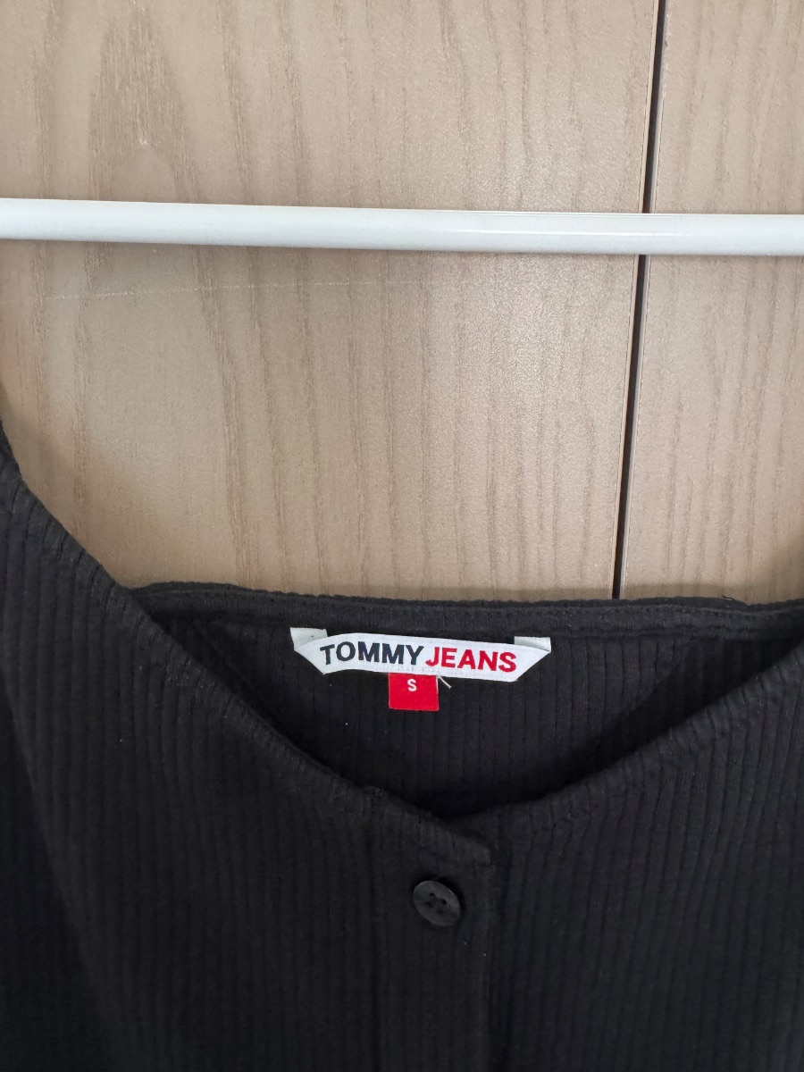 Tommy Jeans black ribbed button-front sleeveless dress photo 3