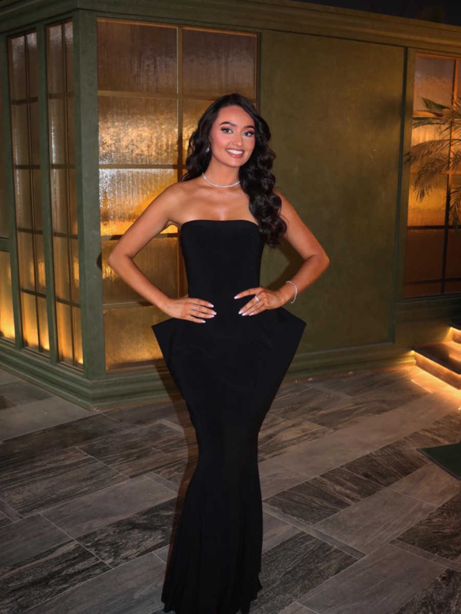 Norma Kamali black strapless fishtail gown