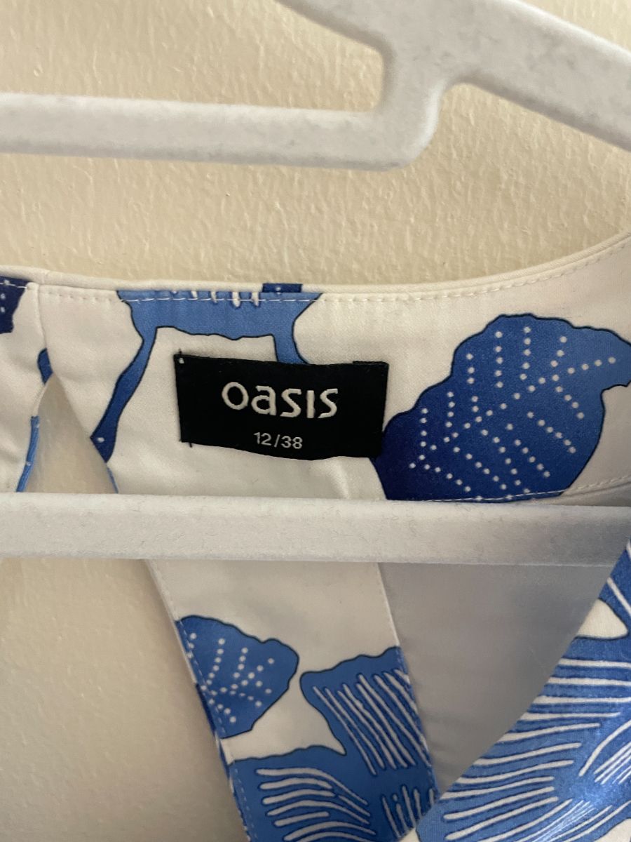 Oasis Blue & White Flower Dress UK12 photo 3