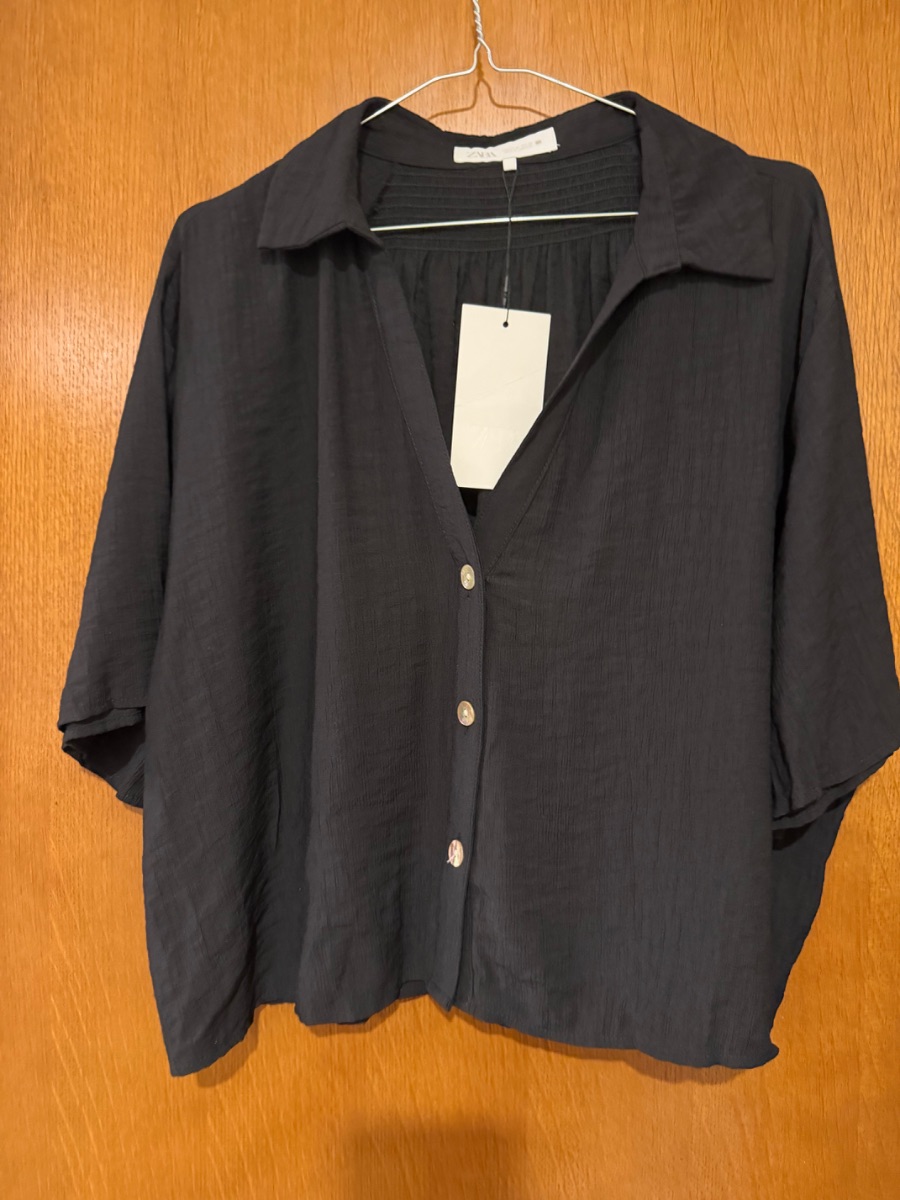 Zara Black Cropped Shirt new with Tag