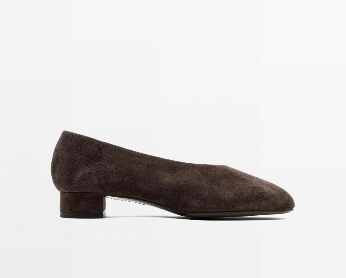 Massimo Dutti SPLIT SUEDE LEATHER HEEL SHOES - Sz 37 -