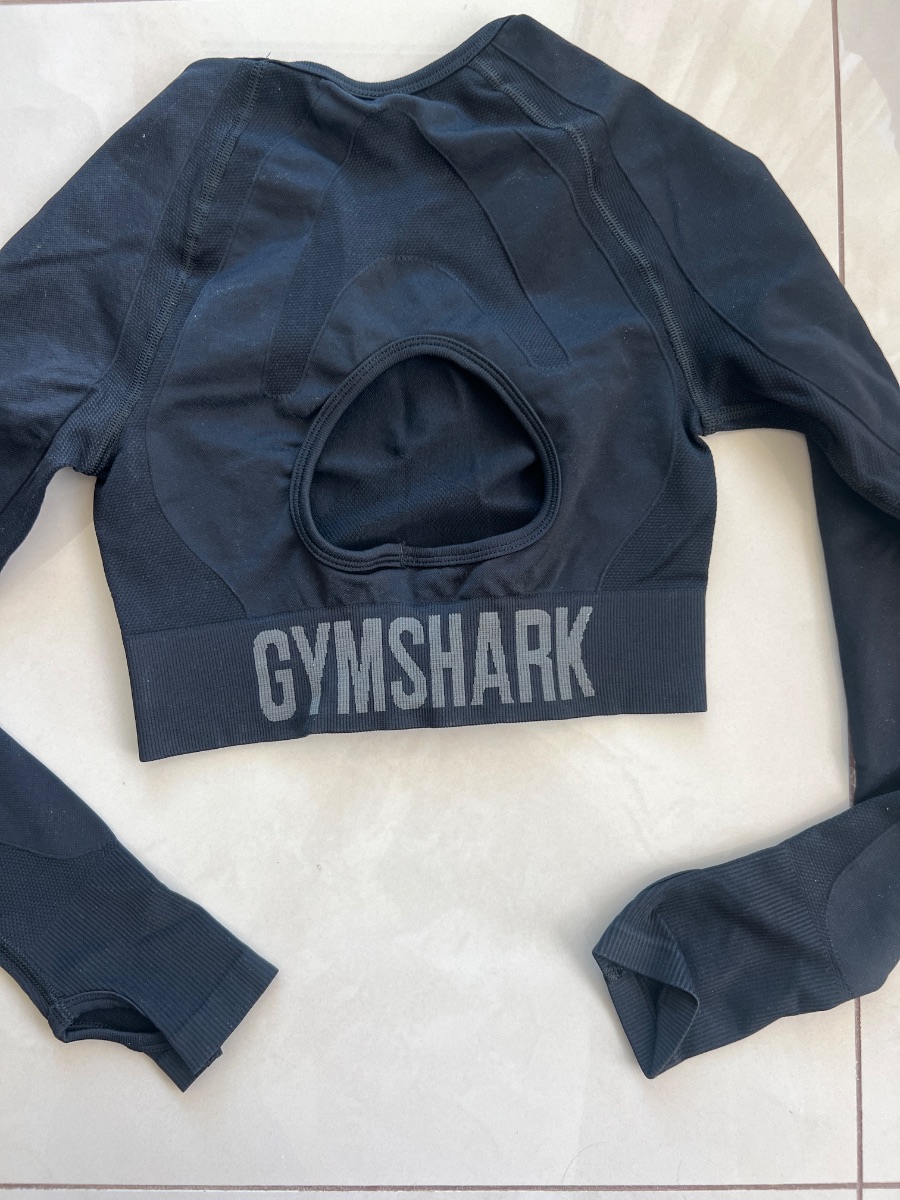 GymShark Black Long Sleeve Crop Workout Top photo 2