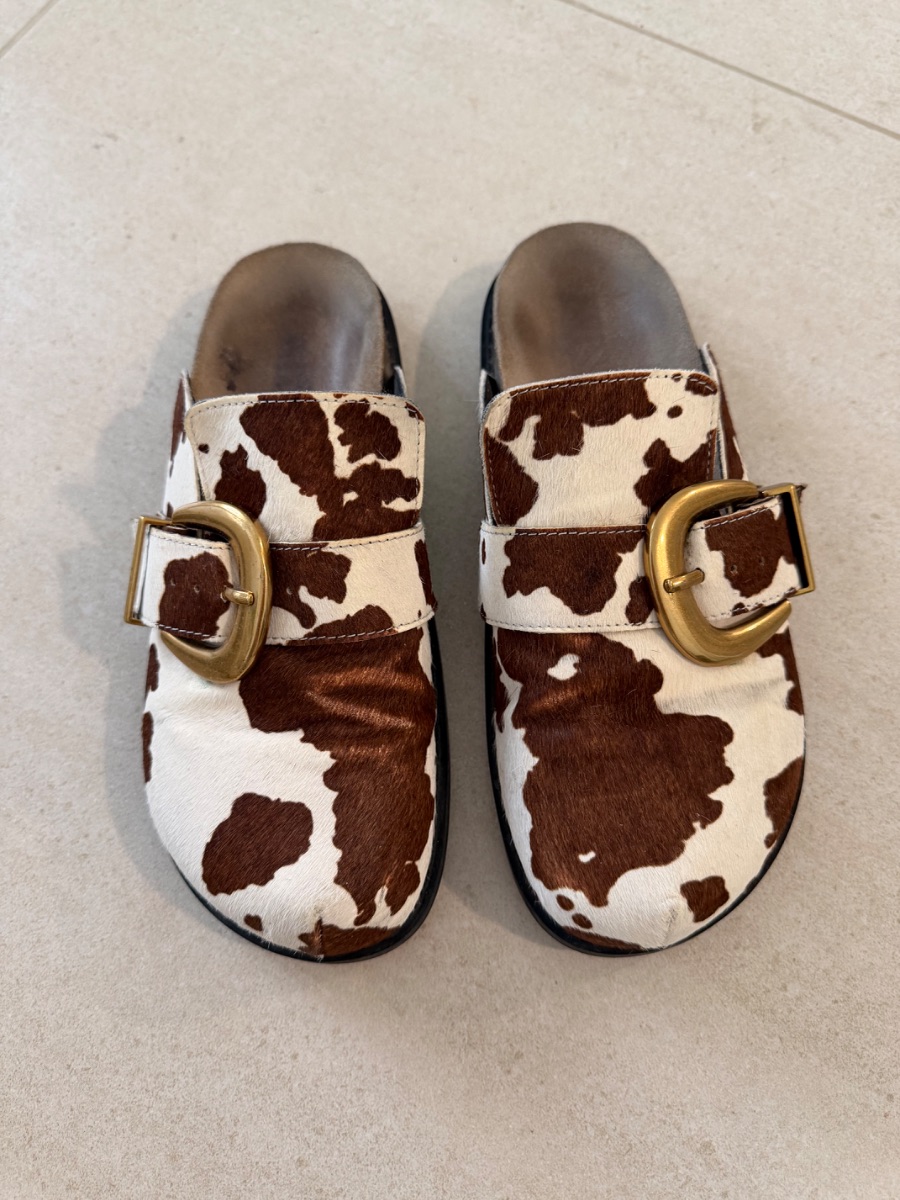 Mango Cow Print Slides
